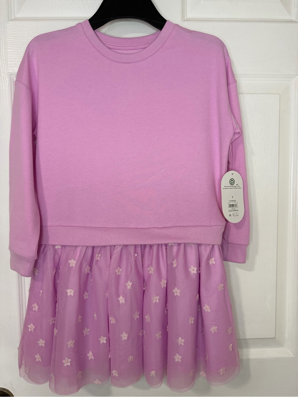 Lilac Girl's Sweater Dress with Star Tulle Skirt